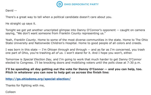 Ohio Dems email